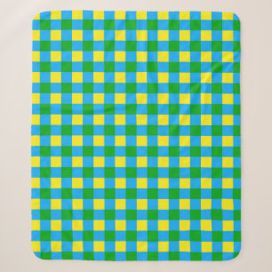 Blue Green Yellow Check Plaid Pattern Design Sherpa Blanket