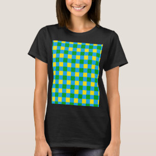 Blue Green Yellow Check Plaid Pattern Design T-Shirt