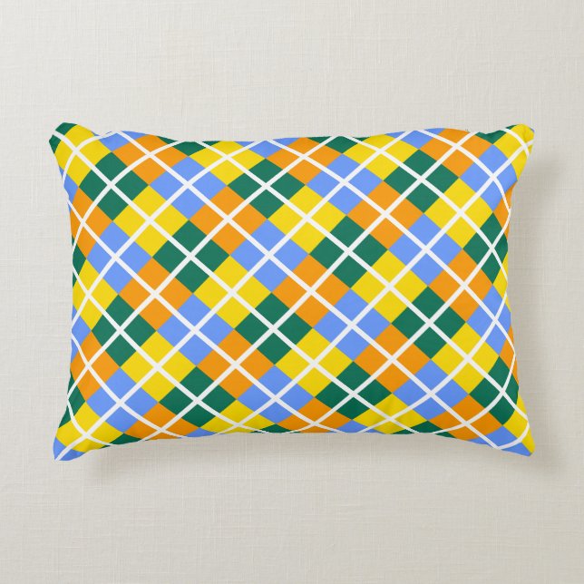 Blue Green Yellow Orange Decorative Cushion (Front)