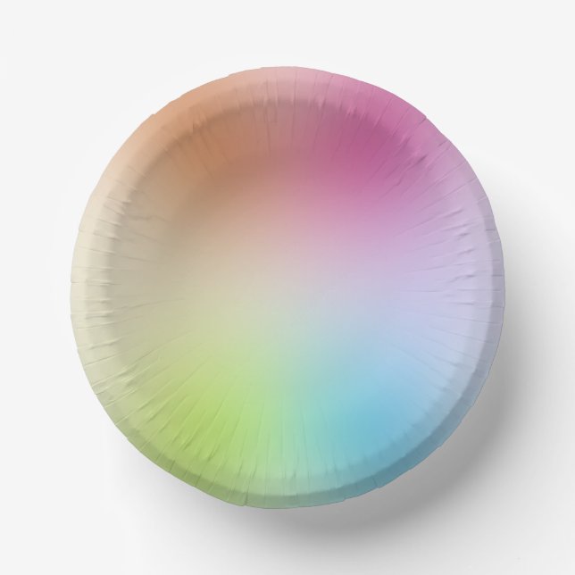 Blue Green Yellow Orange Pink Red Purple Custom Paper Plate (Front)