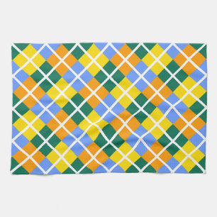 Blue Green Yellow Orange Tea Towel