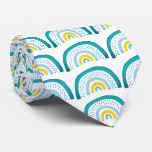 Blue Green Yellow Rainbow Pattern Tie