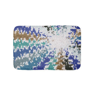Blue Green Yellow Unique Pattern Bath Mat