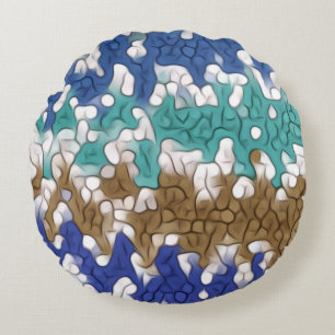 Blue Green Yellow Unique Pattern Round Cushion