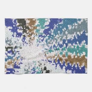 Blue Green Yellow Unique Pattern Tea Towel