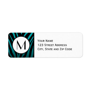 Blue Green Zebra Stripe Return Address Label