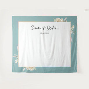 Blue Greenery Autumn Wedding Photo Booth Backdrop Tapestry