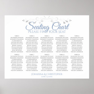 Blue & Grey 10 Table Wedding Seating Chart