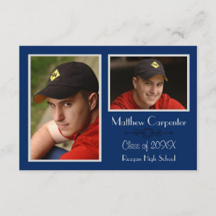 Blue/Grey 2 Photo Collage - 3x5 Grad Announcement