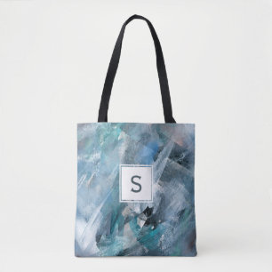 Blue Grey Abstract Contemporary Art Tote Bag