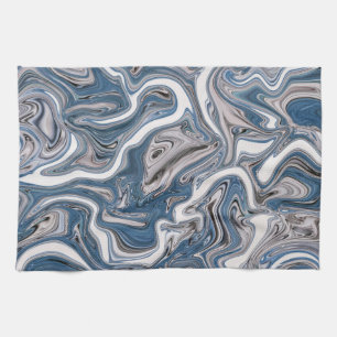 Blue & Grey Abstract Marble Tea Towel