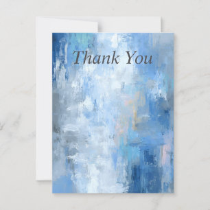 Blue & Grey Abstract Paint Thank You Card