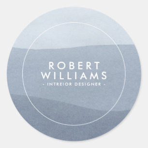 Blue-Grey Abstract Tranquil Landscape Classic Round Sticker