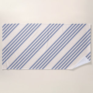 Blue-grey and beige five stripe pattern beach towel