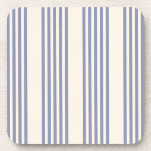 Blue-grey and beige five stripe pattern coaster