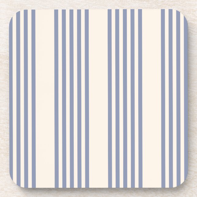 Blue-grey and beige five stripe pattern coaster (Front)