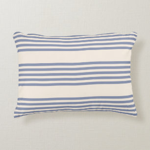 Blue-grey and beige five stripe pattern decorative cushion