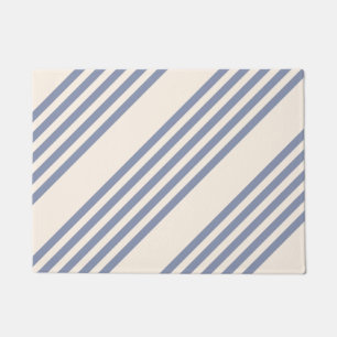Blue-grey and beige five stripe pattern doormat