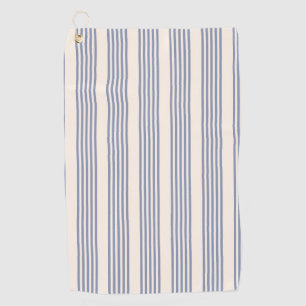 Blue-grey and beige five stripe pattern golf towel