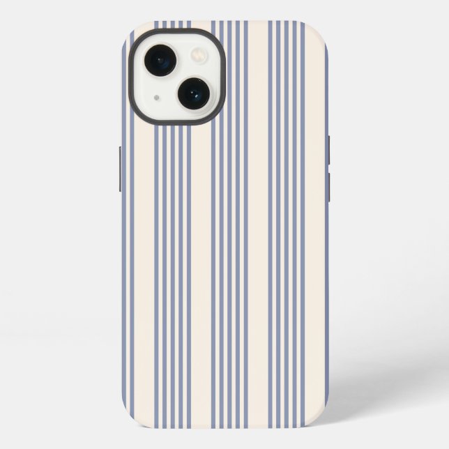 Blue-grey and beige five stripe pattern iPhone case (Back)