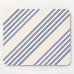 Blue-grey and beige five stripe pattern mouse mat