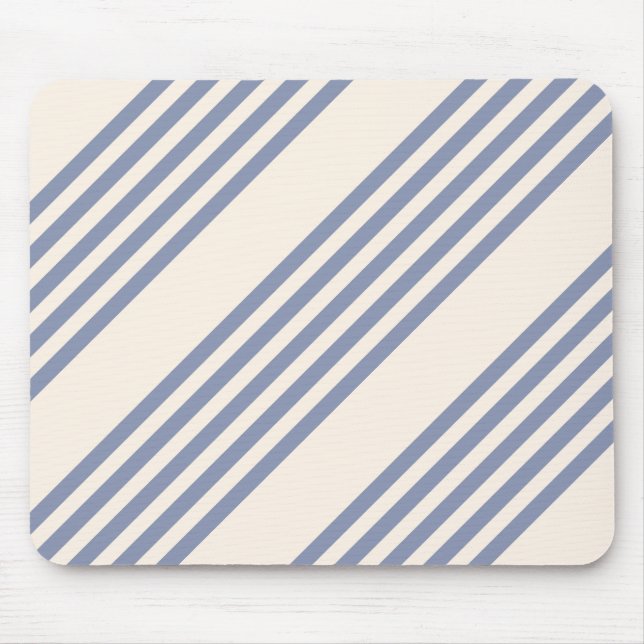 Blue-grey and beige five stripe pattern mouse mat (Front)