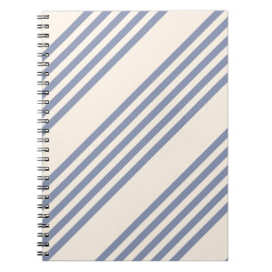Blue-grey and beige five stripe pattern notebook
