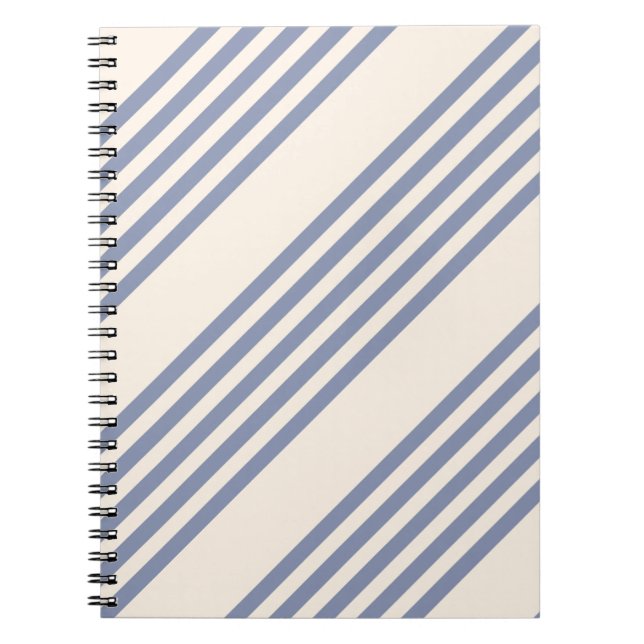 Blue-grey and beige five stripe pattern notebook (Front)