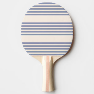 Blue-grey and beige five stripe pattern ping pong paddle