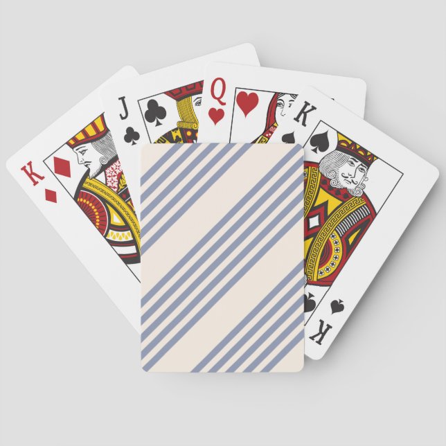 Blue-grey and beige five stripe pattern playing cards (Back)