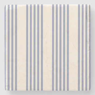 Blue-grey and beige five stripe pattern stone coaster