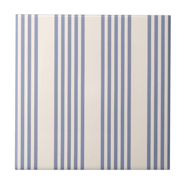 Blue-grey and beige five stripe pattern tile (Front)