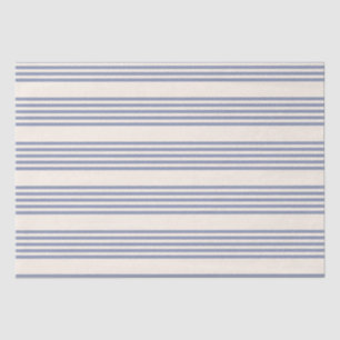 Blue-grey and beige five stripe pattern tissue paper