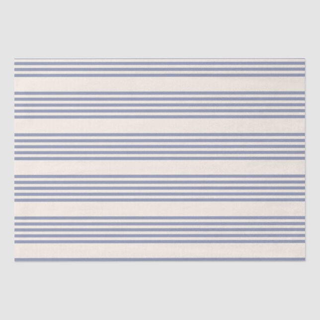 Blue-grey and beige five stripe pattern tissue paper (Front)