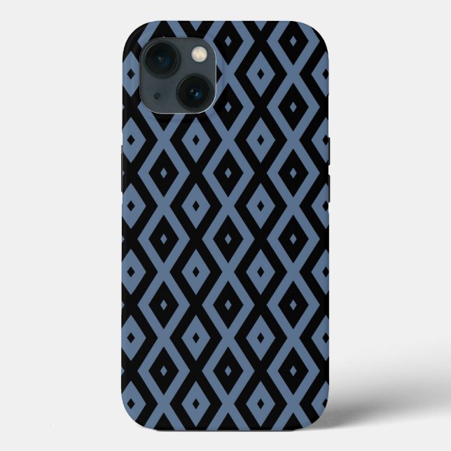 Blue grey and black diamond pattern Case-Mate iPho iPhone Case (Back)