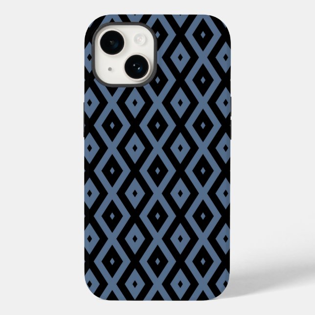 Blue grey and black diamond pattern Case-Mate iPhone case (Back)