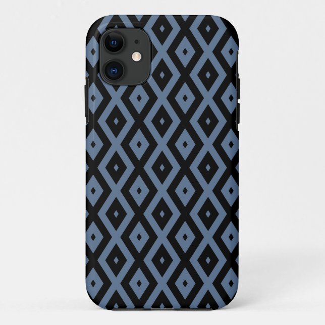 Blue grey and black diamond pattern Case-Mate iPhone case (Back)