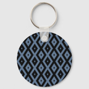 Blue grey and black diamond pattern key ring