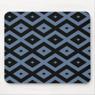 Blue grey and black diamond pattern mouse mat
