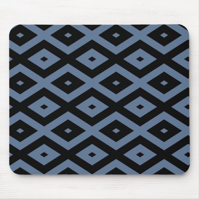 Blue grey and black diamond pattern mouse mat (Front)