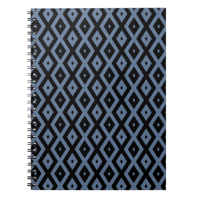 Blue grey and black diamond pattern notebook (Front)