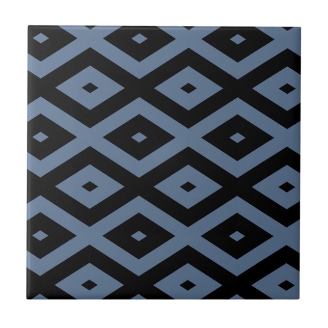 Blue grey and black diamond pattern tile (Front)