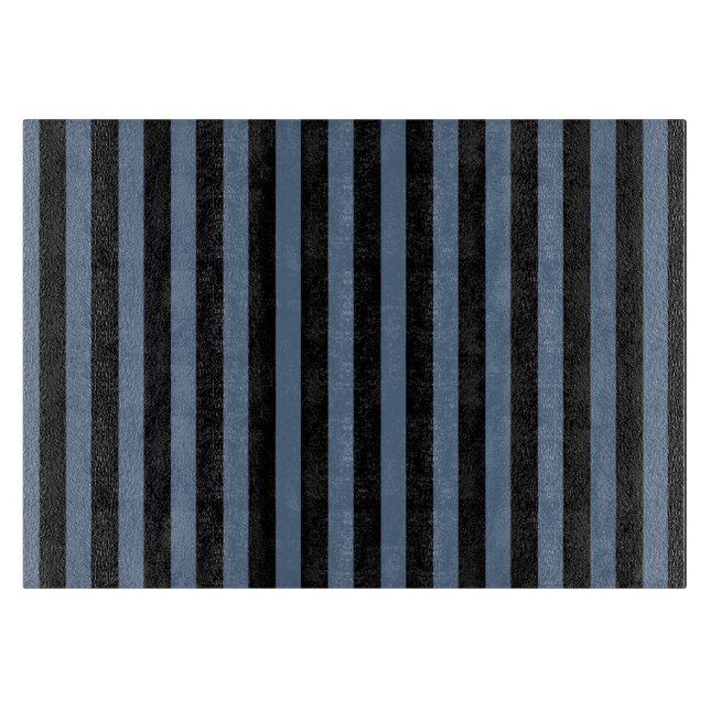 Blue grey and black stripes cutting board (Front)