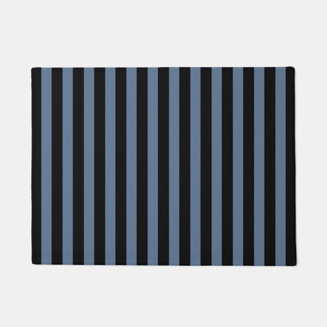Blue grey and black stripes doormat (Front)