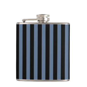 Blue grey and black stripes hip flask