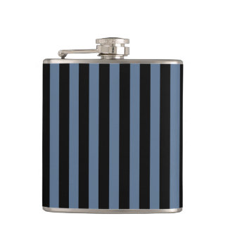 Blue grey and black stripes hip flask