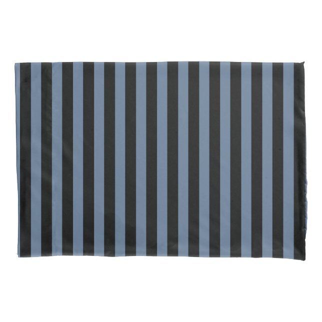 Blue grey and black stripes pillowcase (Front)