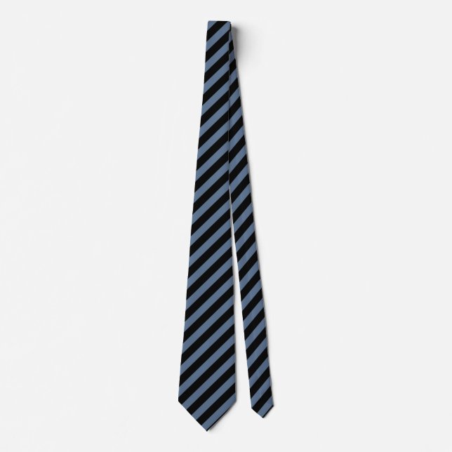 Blue grey and black stripes tie (Front)