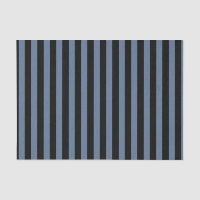 Blue grey and black stripes tissue paper (Front)