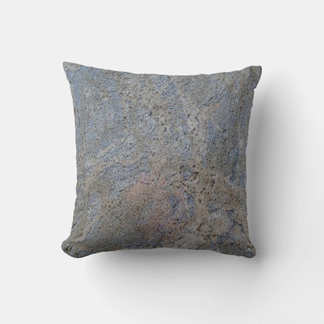 Blue Grey and Brow Speckled Marble Textured Pillow (Front)